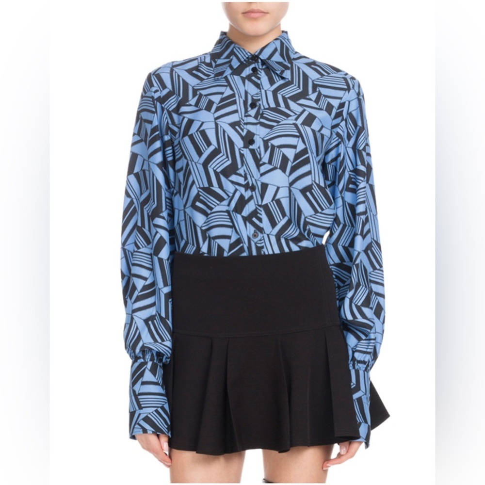 CHLOÉ Long Sleeves Button Front Geometric Print Silk Blouse Size 12 US 44 French
